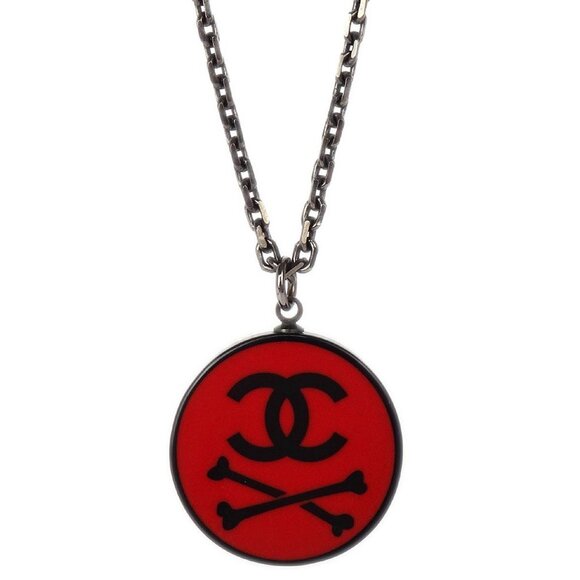 Chanel Medallion Pendant Necklace Silver 03P - Picture 1 of 4